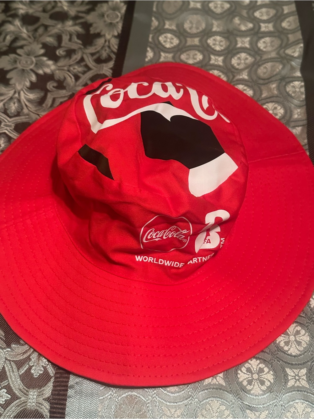 Coca Cola Red Logo Wide-Brim Bucket Hat